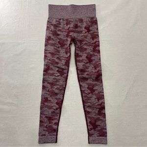 Gymshark Berry Red Camo Camouflage Seamless High Waist Leggings Size S~